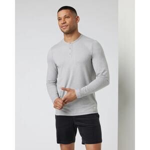 Vuori Long-Sleeve Ease Performance Henley Light Heather Grey Medium Athletic
